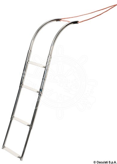 4-step rubber dinghy ladder, universal size, telescopic and fitted with foldable side rails